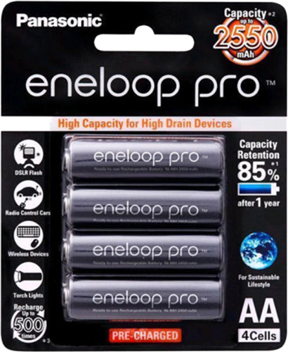 Panasonic Eneloop PRO AA 2500mAh Rechargeable Batteries 4 Pack