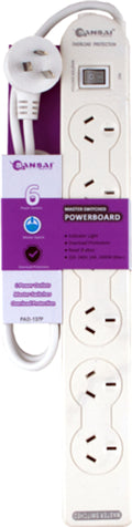 Sansai 6 Way Basic Powerboard with Master Switch