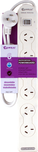 Sansai 6 Way Basic Powerboard with Master Switch