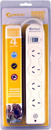 Sansai 4 Way Surge Powerboard with Master Switch