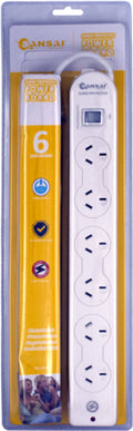 Sansai 6 Way Surge Powerboard with Master Switch
