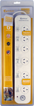 Sansai 6 Way Surge Powerboard with Individual Switches