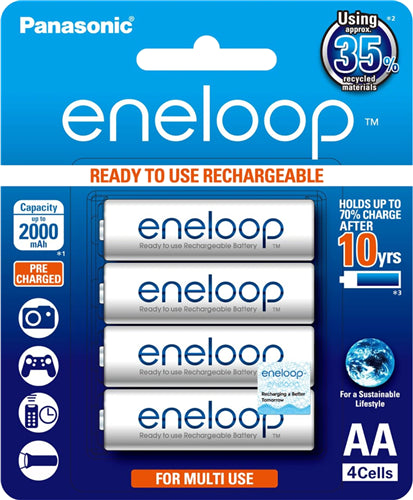 Panasonic Eneloop AA 2000mAh Rechargeable Batteries 4 Pack