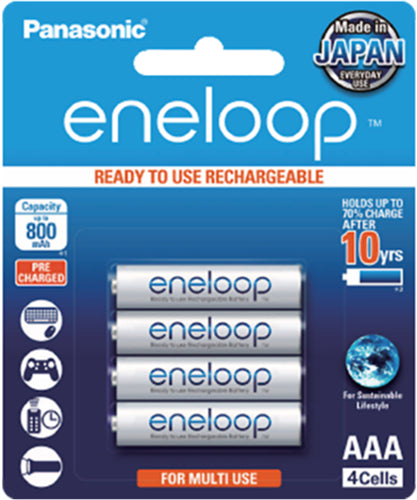 Panasonic Eneloop AAA 800mAh Rechargeable Batteries 4 Pack