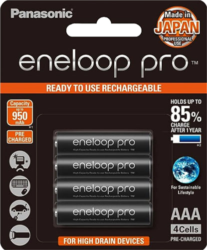 Panasonic Eneloop PRO AAA 950mAh Rechargeable Batteries 4 Pack