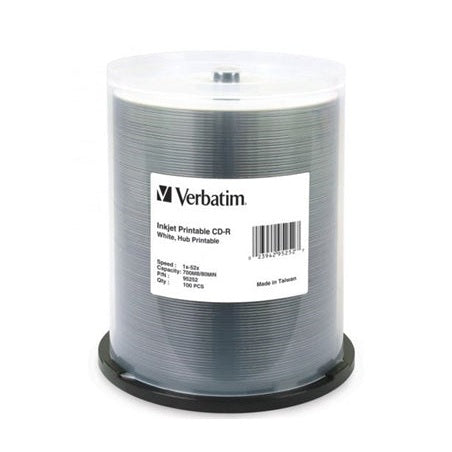 Verbatim CD-R 700MB 52x White Printable 100 Pack on Spindle