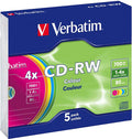 Verbatim CD-RW 700MB 2-4x Multi Colour 5 Pack with Slim Cases
