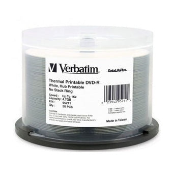 Verbatim DVD-R 4.7GB 16x Wht Wide Thermal Printable 50 Pack on Spindle