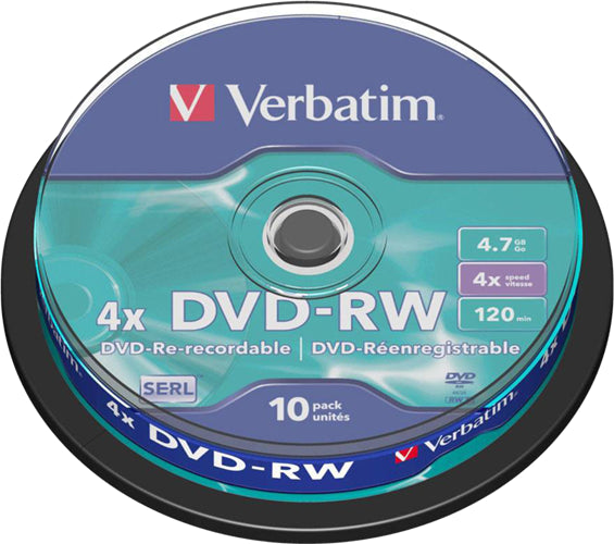 Verbatim DVD-RW 4.7GB 4x 10 Pack on Spindle