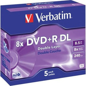 Verbatim DVD+R DL 8.5GB 10x 5 Pack with Jewel Cases