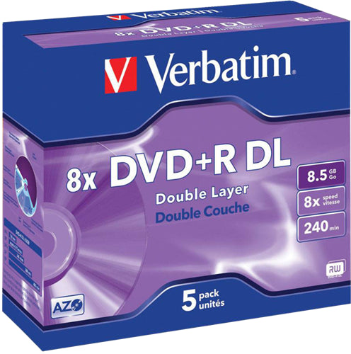 Verbatim DVD+R DL 8.5GB 10x 5 Pack with Jewel Cases