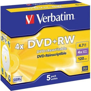 Verbatim DVD+RW 4.7GB 4x 5 Pack with Jewel Cases