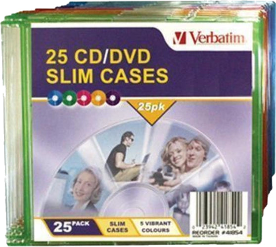 Verbatim CD/DVD 25 Pack Coloured Slim Cases