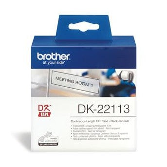 Brother DK22113 Continuous Clear Film Tape (Black Print on Clr) 62mm