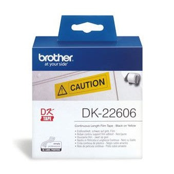 Brother DK22606 Continuous Paper Tpe (Blk Pnt on Yellow) 62mm x 15.24m