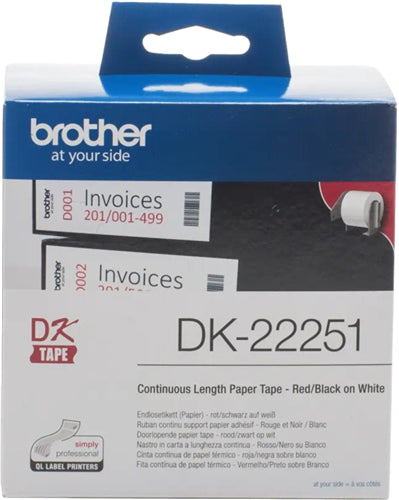 Brother DK22251 Continuous Length Paper Label Tape Red and Black