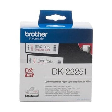 Brother DK22251 Continuous Length Paper Label Tape Red and Black