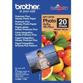 Brother BP71GP20 6x4 Premium Glossy Photo Paper 260GSM 20 Sheets