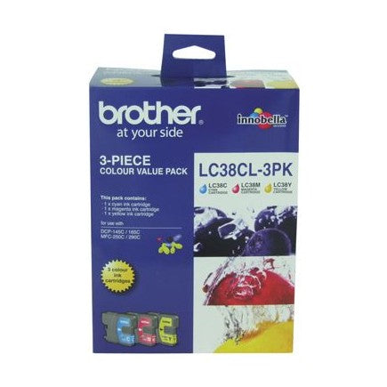 Brother LC38CL3PK CMY Colour Ink Cartridges (Triple Pack)