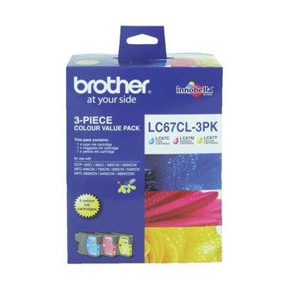 Brother LC67CL3PK CMY Colour Ink Cartridges (Triple Pack)