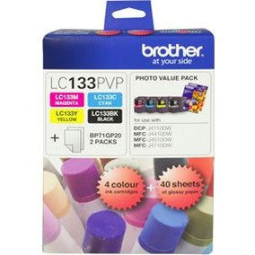 Brother LC133PVP Combo Pack with 40 Sheets of 6x4 Photo Paper
