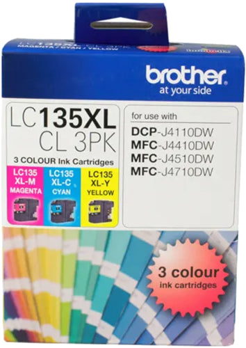 Brother LC135XLCL3PK CMY Colour High Yield Ink Cartridge (Triple Pack)