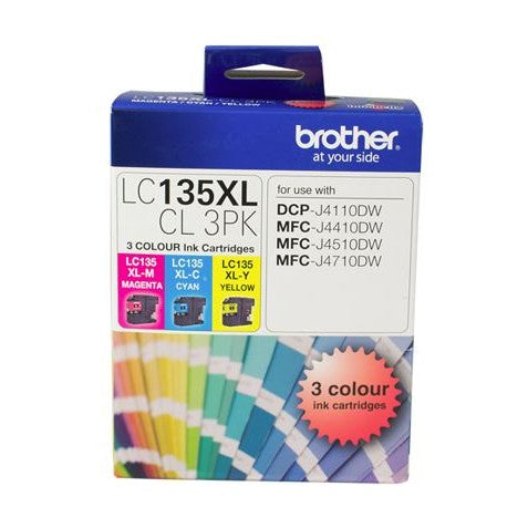 Brother LC135XLCL3PK CMY Colour High Yield Ink Cartridge (Triple Pack)