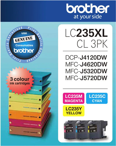Brother LC235XLCL3PK CMY Colour High Yield Ink Cartridge (Triple Pack)