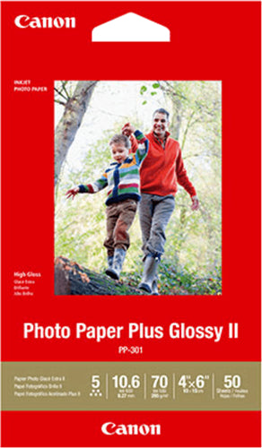 Canon PP-301 4x6 Glossy II 275gsm Photo Paper - 50 Sheets