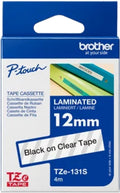 Brother TZe-131S 12mm x 4m Black on Clear Laminated Tape