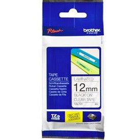 Brother TZe-131 12mm x 8m Black on Clear Tape