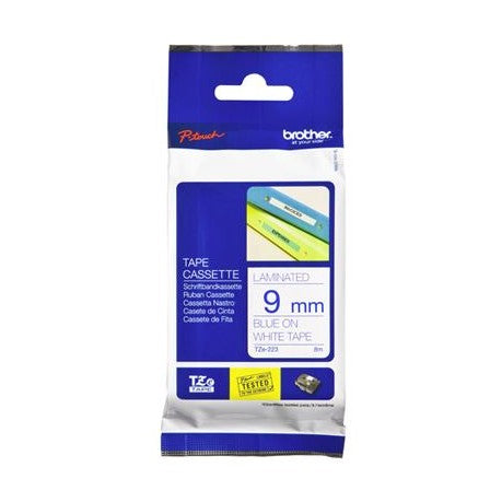 Brother TZe-223 9mm x 8m Blue on White Tape