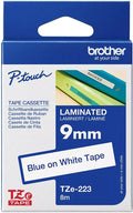 Brother TZe-223 9mm x 8m Blue on White Tape