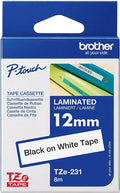 Brother TZe-231 12mm x 8m Black on White Tape
