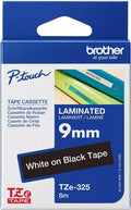 Brother TZe-325 9mm x 8m White on Black Tape
