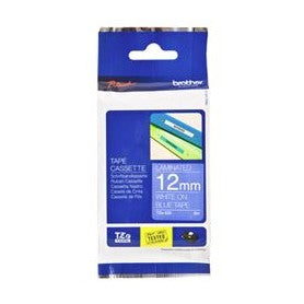 Brother TZe-535 12mm x 8m White on Blue Tape