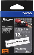 Brother TZe-FX231 12mm x 8m Black on White Flexi ID Tape