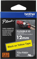 Brother TZe-FX631 12mm x 8m Black on Yellow Flexi ID Tape