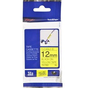 Brother TZe-FX631 12mm x 8m Black on Yellow Flexi ID Tape