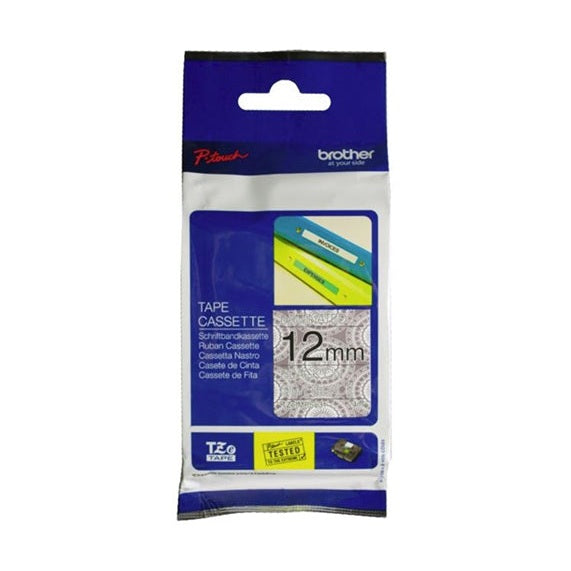Brother TZEMPSL31 12mm x 4m P-Touch Black on Silver Lace Tape