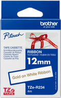 Brother TZe-R234 12mm x 4m Gold on White Ribbon Tape
