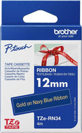 Brother TZe-RN34 12mm x 4m Gold on Navy Ribbon Tape