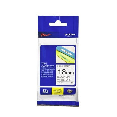 Brother TZe-241 18mm x 8m Black on White Tape