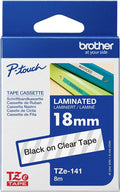 Brother TZe-141 18mm x 8m Black on Clear Tape