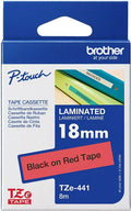 Brother TZe-441 18mm x 8m Black on Red Tape