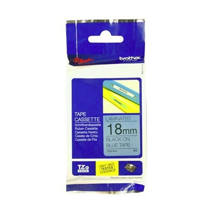 Brother TZe-541 18mm x 8m Black on Blue Tape