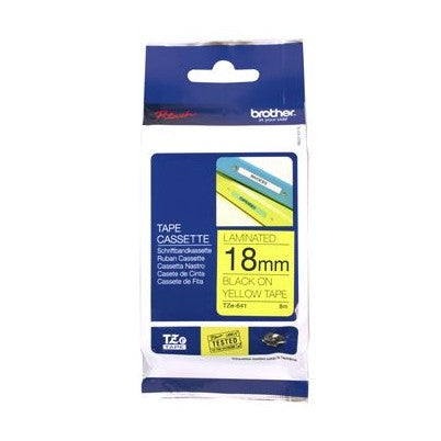 Brother TZe-641 18mm x 8m Black on Yellow Tape
