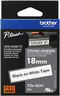Brother TZe-S241 18mm x 8m Extra Strength Black on White Tape
