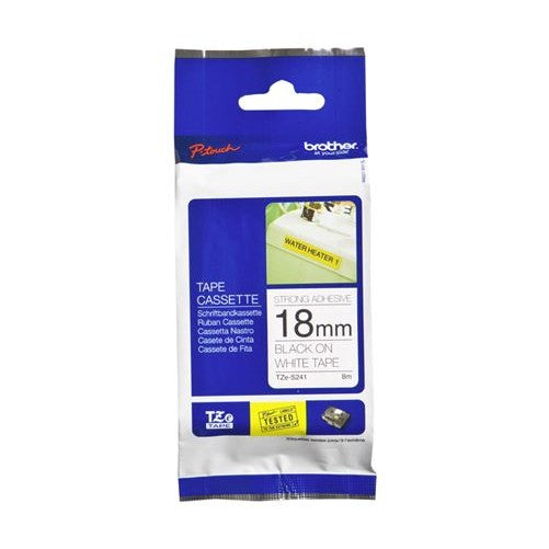 Brother TZe-S241 18mm x 8m Extra Strength Black on White Tape