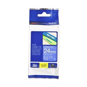 Brother TZe-555 24mm x 8m White on Blue Tape